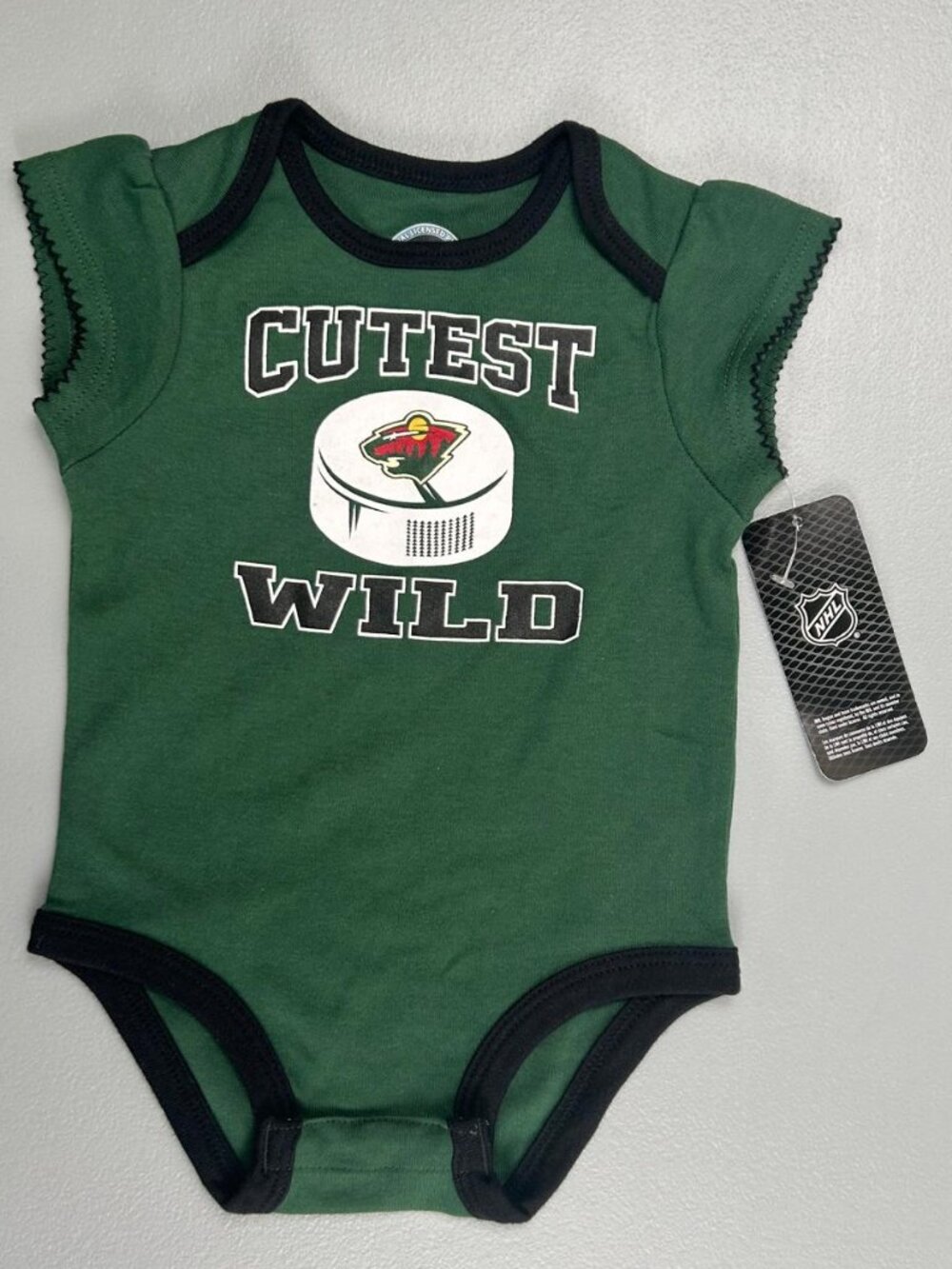 Official NHL Infant Minnesota "Cutest Wild Fan" Flutter Bodysuit, 3-6 M